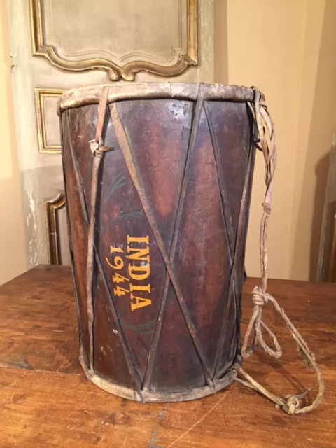 Antique WWII Drum INDIA WARS Army Soldier Battle Drum 1944 Museum Piece! RARE!
