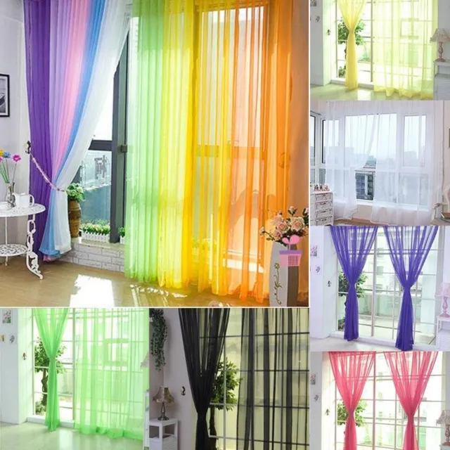 1/2X Rod Pocket Sheer Curtain Organza Voile Tulle Window Curtain Drape 2 Size AU