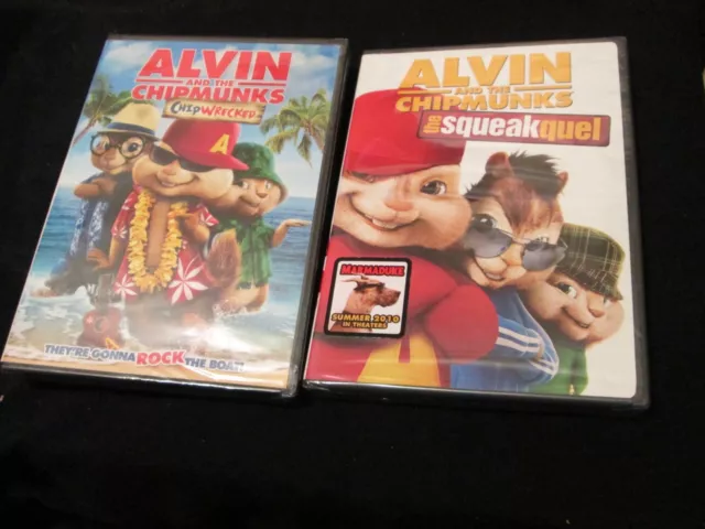 ALVIN AND THE Chipmunks Chipwrecked the Squeakquel Lot of 2 NEW $14.99