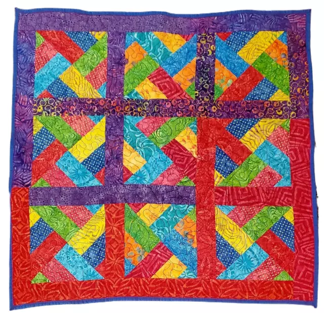 "Colorida manta hecha a mano para niños o bebés edredón cuna regazo o colgante de pared 30"" x 30"
