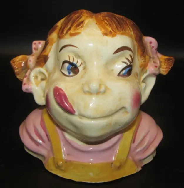 Vintage Girl in Pigtails Bust Head Vase Planter Porcelain Made in Occupied Japan