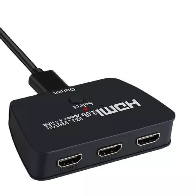 3 Way HDMI 2.0 Switch Splitter 3 Port IN 1 OUT Ultra HD 4K 60Hz UHD HDR HDCP 2.2 3