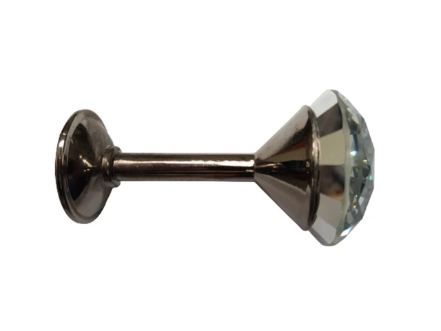Pair 2 pieces Holdbacks for Curtain Tiebacks - Diamond Glass on Gun Metal Stem 8