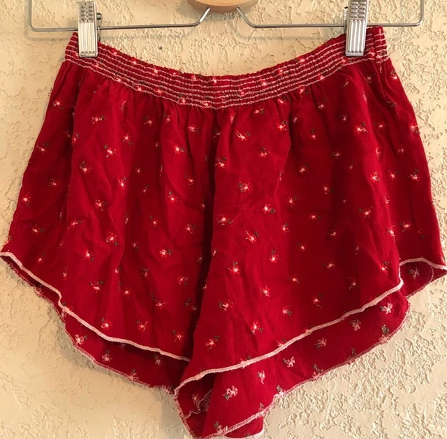 BRANDY MELVILLE RED floral high waisted ruffled trim ross shorts