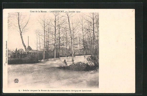 CPA Larzicourt, Crue de la Marne