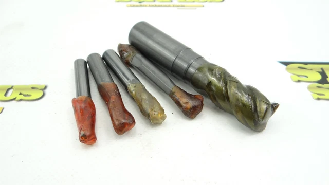 Lot Of 5 Freshly Sharpened Assorted Solid Carbide End Mills 5/16" To 3/4" Dia