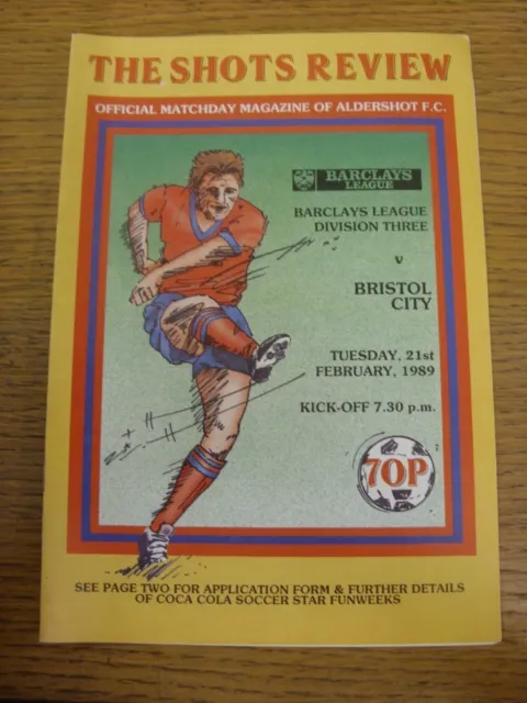 21/02/1989 Aldershot v Bristol City  . Footy Progs (AKA bobfrankandelvis) offer