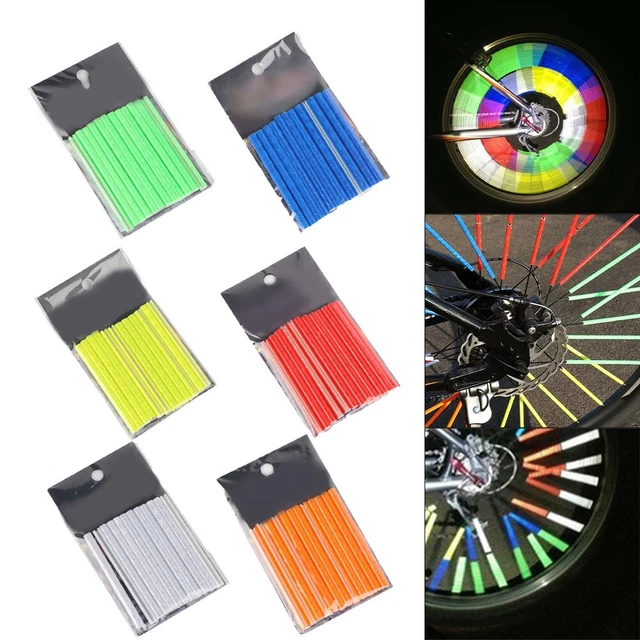 Lot De 4 Réflecteurs Pour Rayons De Vélo - Bande Réfléchissante Blanche 125x20 Mm - Pour Sécurité De Nuit