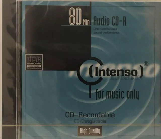 Intenso CD-R Audio Music 80 Min / 700MB CDR Recordable Digital Audio Blank Disc