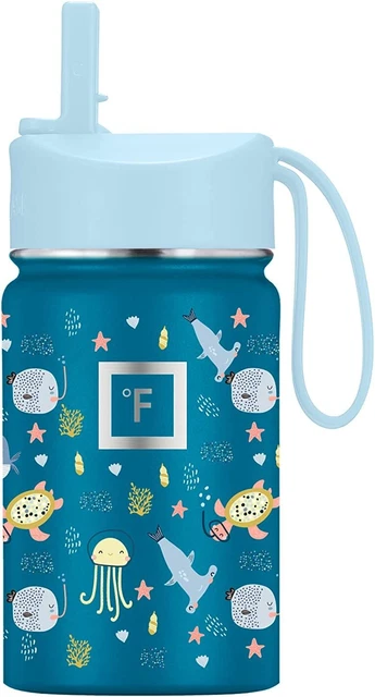 IRON °FLASK Kids Water Bottle, Straw Lid, 20 Name Stickers, Vacuum Insulated