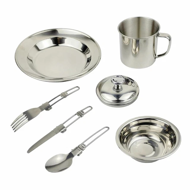 1 Set Outdoor Portable Tableware with Knife Fork Spoon Camping Picnic BBQ