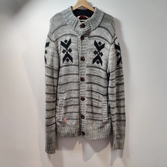 Cardigan lungo Tokyo Lavanderia Cavi Maglia Motivo Taglia Large Grigio