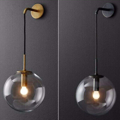 Industrial Vintage Loft Drop Wall Lamp Sconce Light with 15cm Glass Ball Shade