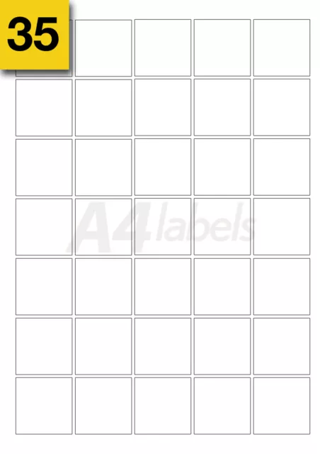 20 Sheets of Square Matt White Permanent Self-Adhesive Labels (37 x 37mm)