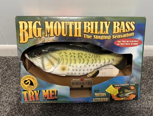 Don T Worry Be Happy Big Mouth Billy Bass - Poisson Chantant Animé Vintage - Marque Gemmy Blue Box Toys