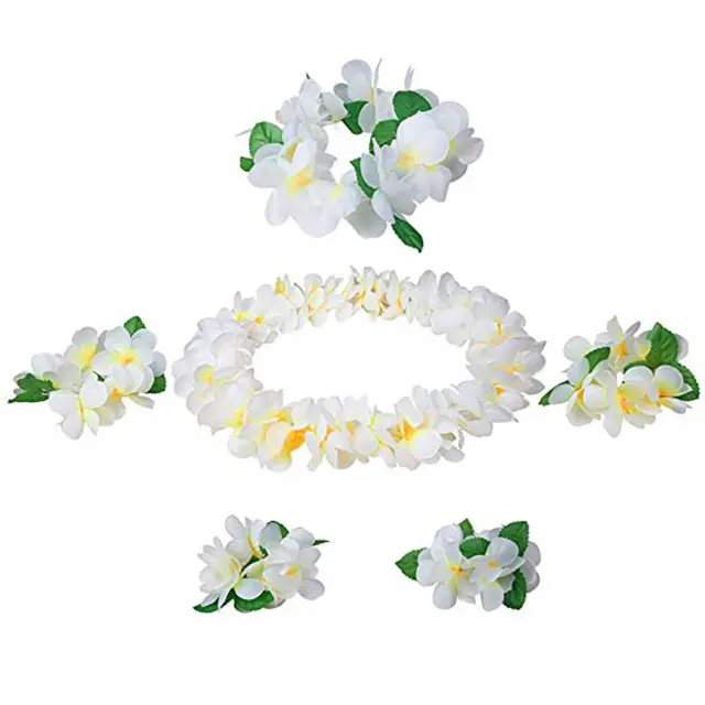 Hawaiian Flower Leis Luau Party Costume Beach Events 6 pcs Set 3