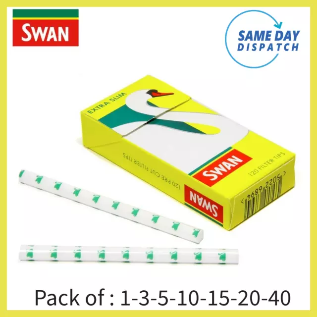 SWAN EXTRA SLIM FILTER TIPS PRE CUT CIGARETTE FILTER TIPS- 120 Tips Per Box