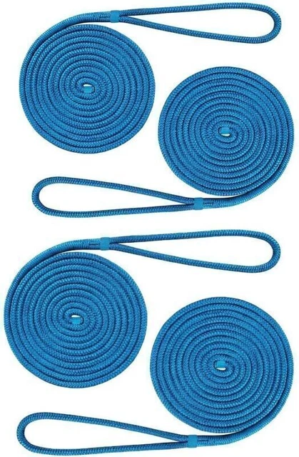 4 Pack 1/2 Inch 50 FT Double Braid Nylon Dock Line Boat Mooring Rope Anchor Line