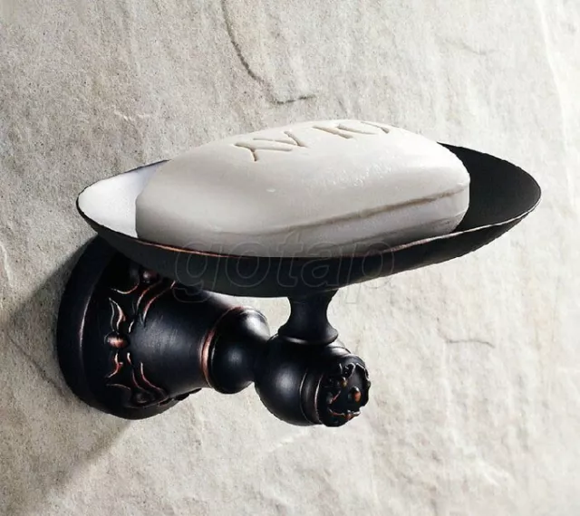Black Oil Rubbed Bronze Wall Mounted Bathroom Soap Dish Holder Rack  Gba443