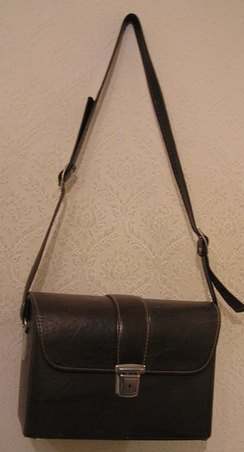 VINTAGE MARSAND FAUX Leather Brown Camera Bag with Adjustable Strap 14.99 PicClick UK