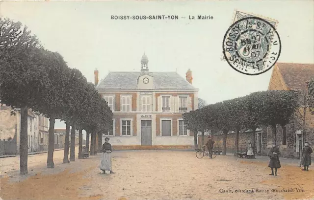 CPA 91 BOISSY SOUS SAINT YON LA MAIRIE (animée colorisée