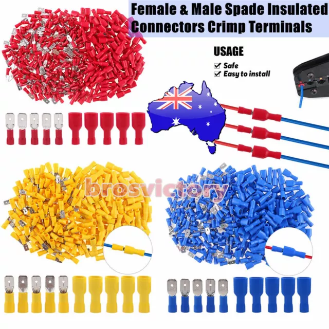 100Pc Electrical Wire Connector Kit Assorted Insulated Crimp Spade Terminals Set