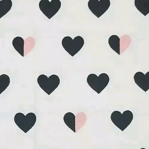 1 YARD 42&W Pink Black Hearts Snuggle Flannel Cotton Fabric $4.45 ...
