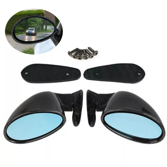 Pair Car Racing Rearview Side Wing Mirrors Universal F1 Style Carbon Fiber Look