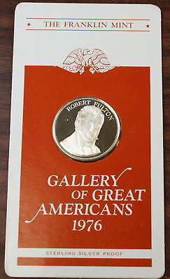 Franklin Mint Gallery of Great Americans 1976 Robert Fulton .925 Silver Medal