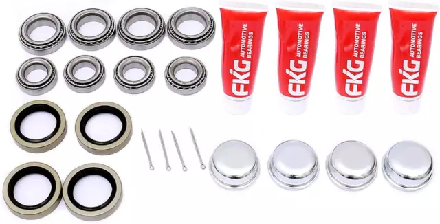 FKG Trailer Bearing Kit for 1-3/8 Inch to 1-1/16 Inch Tapered Spindles,Set of 4