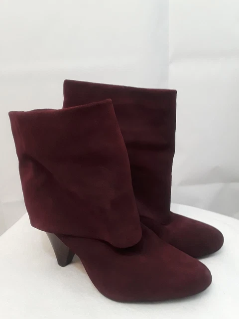 STEVE MADDEN CARLSEN Burgundy Suede Ankle Booties Slouchy Leather