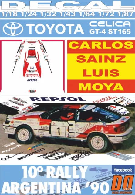 DECAL TOYOTA CELICA GT-4 ST165 C.SAINZ R.ARGENTINA 1990 2nd (01)
