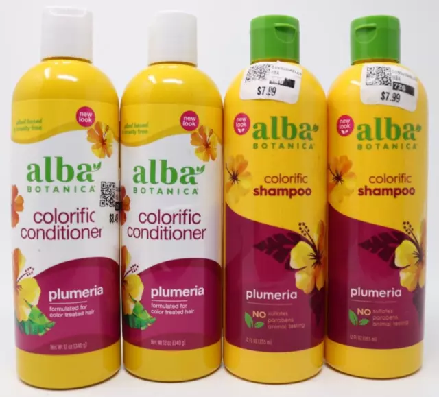 Alba Botanica PLUMERIA Colorific Shampoo & Conditioner Lot of 4 New