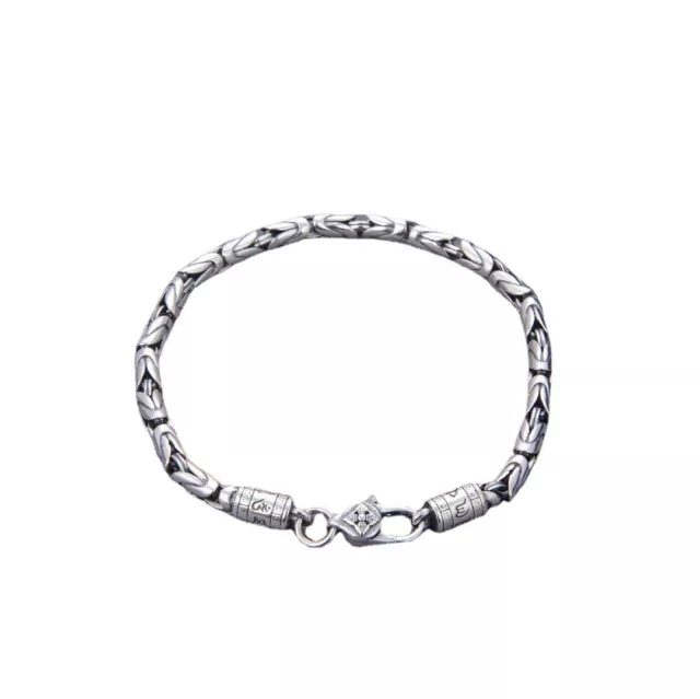 1pcs Fine Pure S925 Sterling Silver Chain Byzantine Link Bracelet Or Necklace 3