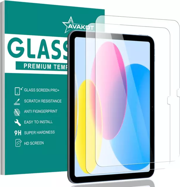 Avakot 2 Pack Ipad 10Th Generation Screen Protector Tempered Glass Screen Pro...