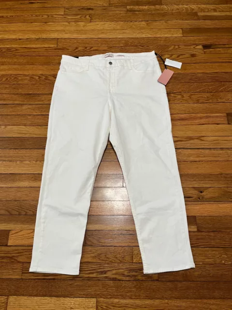 Jen7 7 For All Mankind Womens Ankle Straight Jeans Sz 18 White Stretch Denim NWT