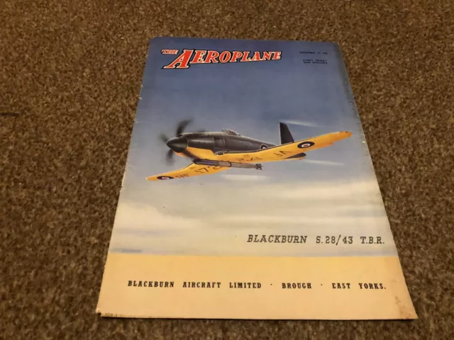 Ac61 The Aeroplane Magazine Cover Page 11X8 Blackburn S.28/43 T.b.r