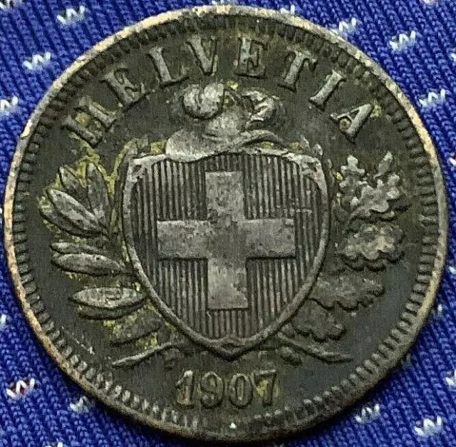 1907 Switzerland 2 Rappen Coin  ( 1 Million minted )      #BX267