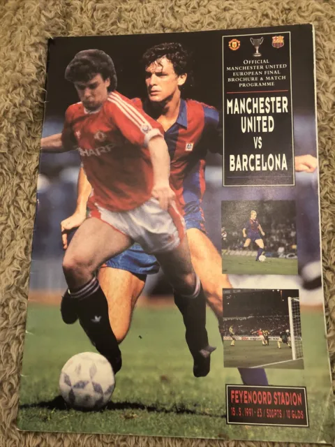 Manchester Utd v Barcelona Cup Winners Cup Final 15th May 1991 Official Utd