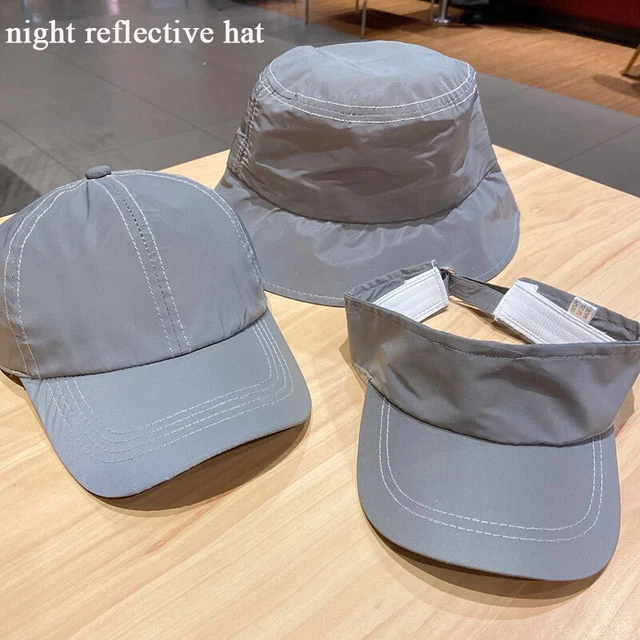 Femmes Hommes Nuit Réfléchissant Brillant Casquette Baseball Seau Hats Réglable