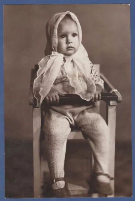 Beautiful baby on a chair Soviet Vintage Photo USSR