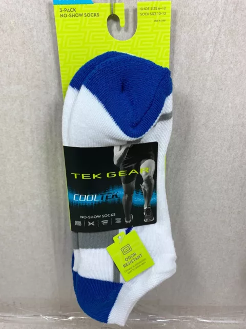 3 Pair-Pack Tek Gear Cool Tek No-Show  Mens Running Socks Men's Size 6-12 2