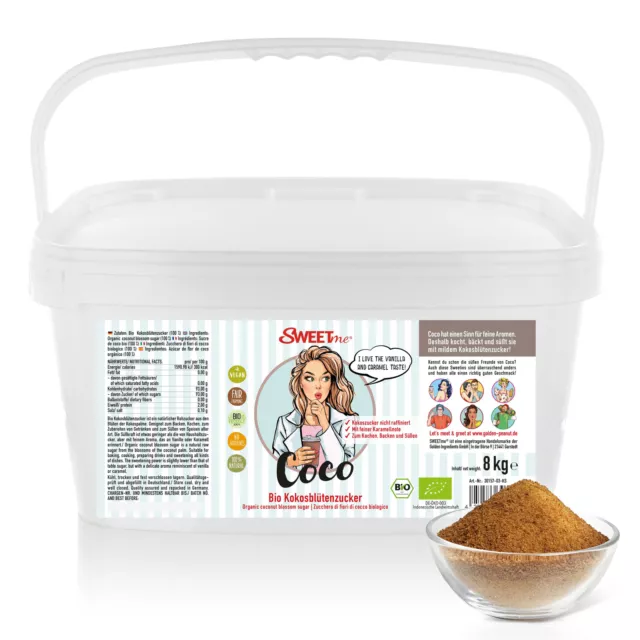 Zucchero di fiori di cocco biologico non raffinato 8 kg dolci naturali ingrediente da forno frullati
