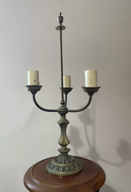 Antique French Bronze / Brass Candelabra Table Lamp