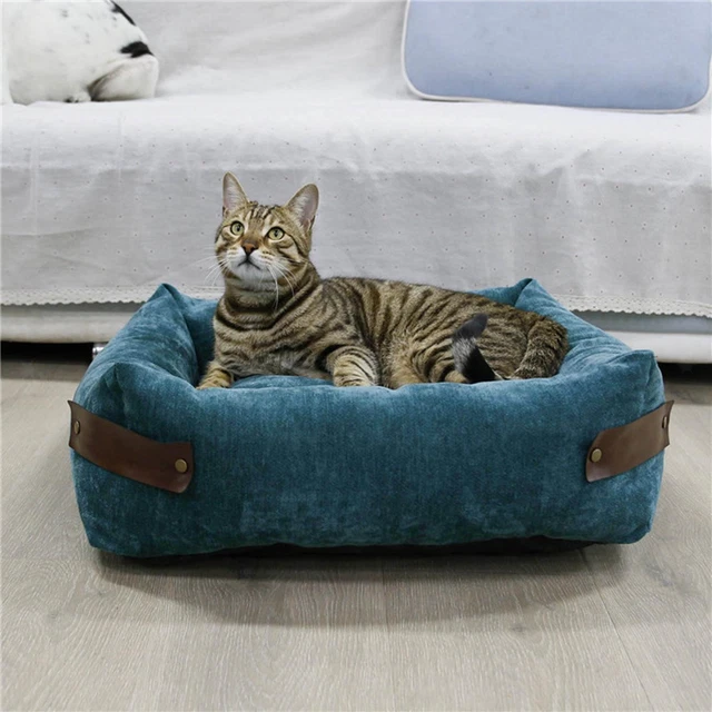Doux en peluche lit pour chien chat tapis apaisant sac de couchage chaud