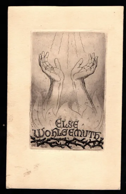 Exlibris Max Julius Wunderlich Else Wohlgemuth / Radierung etching