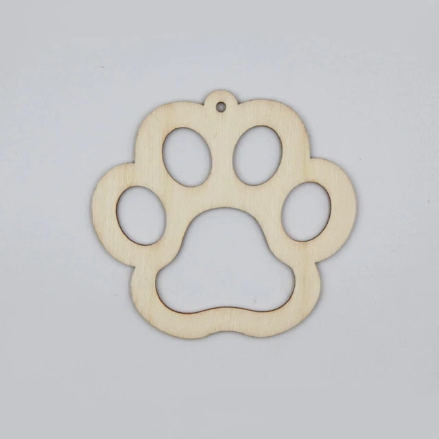 wooden dog paw print wood tiger paw print unfinished wood  DIY project