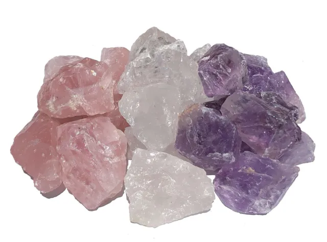 Amethyst Bergkristall Rosenquarz - 6 Rohsteine zur Wasserbelebung Grundmischung