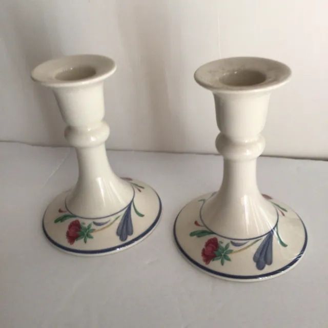 Lenox Poppies on Blue  Candlesticks, Set of 2 Taper Candle Holders