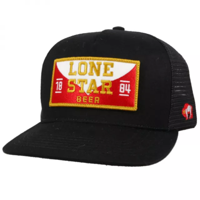 Lone Star Beer Embroidered Logo Patch Snapback Trucker Hat Black